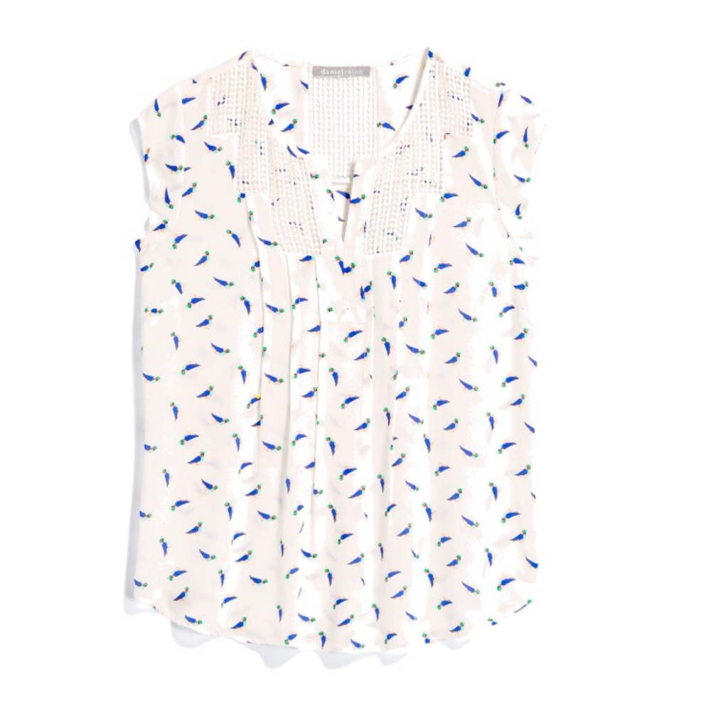 Daniel Rainn Lace Detail Split Neck Blouse